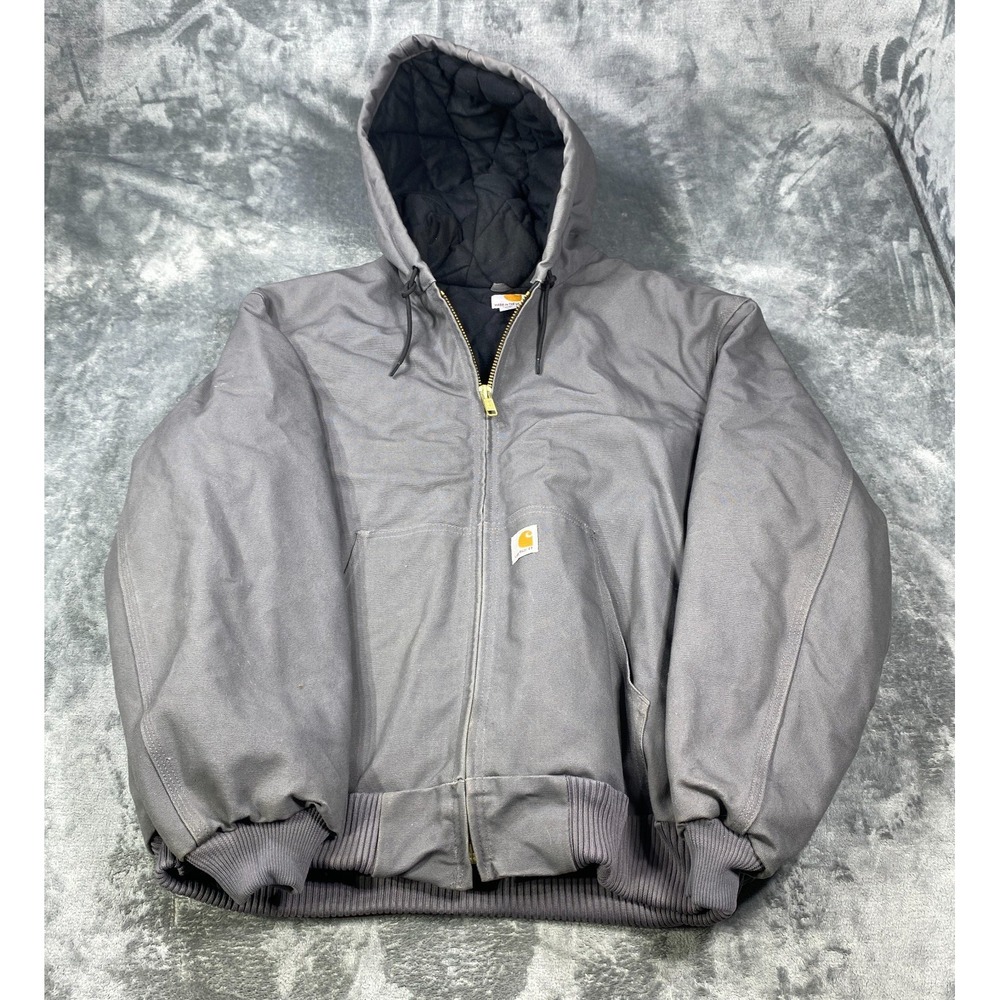 Vintage Carhartt Active Jacket Mens XL J140-GVL Gray Union USA Workwear Canvas